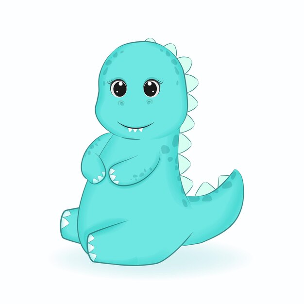 um pequeno e fofinho dinossauro azul bebê, desenho animal cartoon