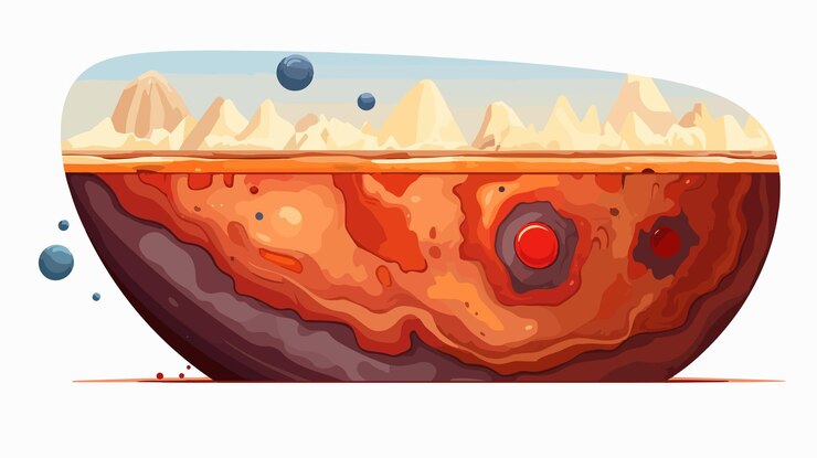 Vetor ilustração de desenho animado de seção transversal do planeta