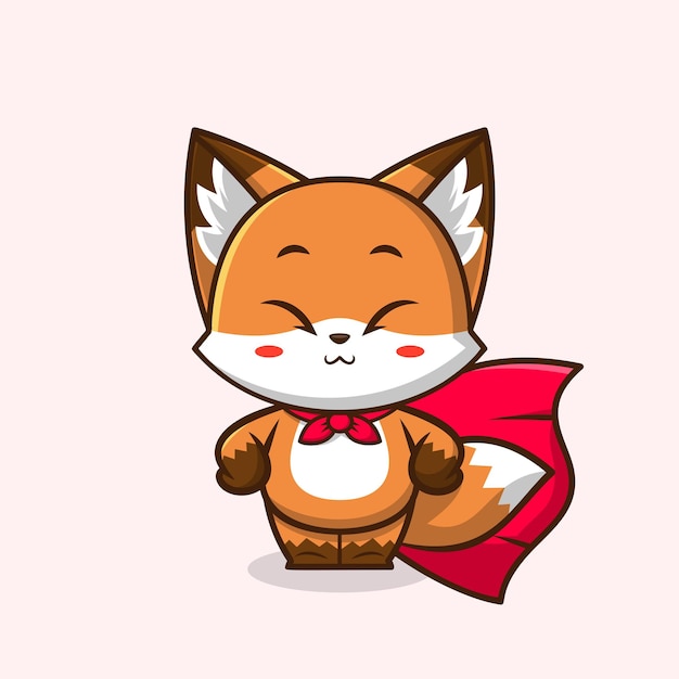 Ilustração de desenho animado de super-herói de raposa fofa conceito de herói animal isolado desenho animado plano vector logotipo de raposa fofa