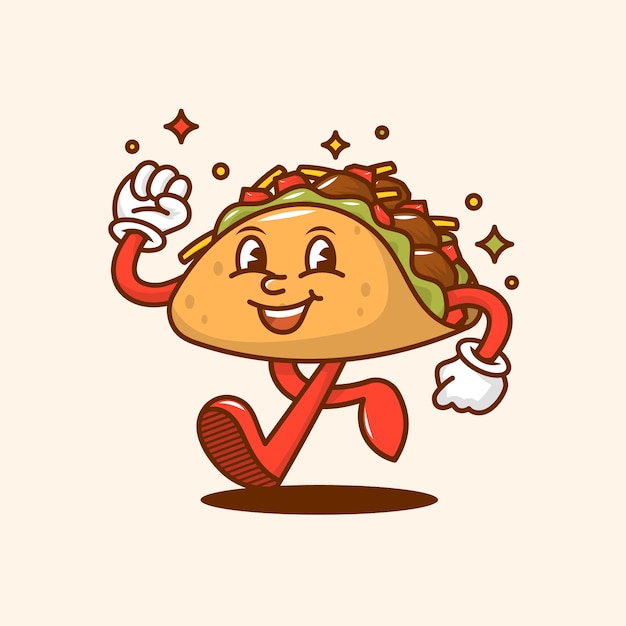 Vetor ilustração de desenho animado de taco desenhada à mão