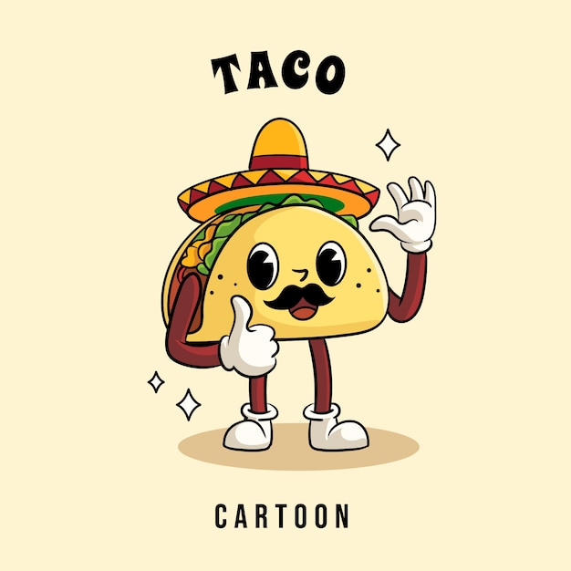 Ilustração de desenho animado de taco desenhada à mão