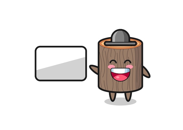Ilustração de desenho animado de toco de árvore fazendo um design bonito de apresentação