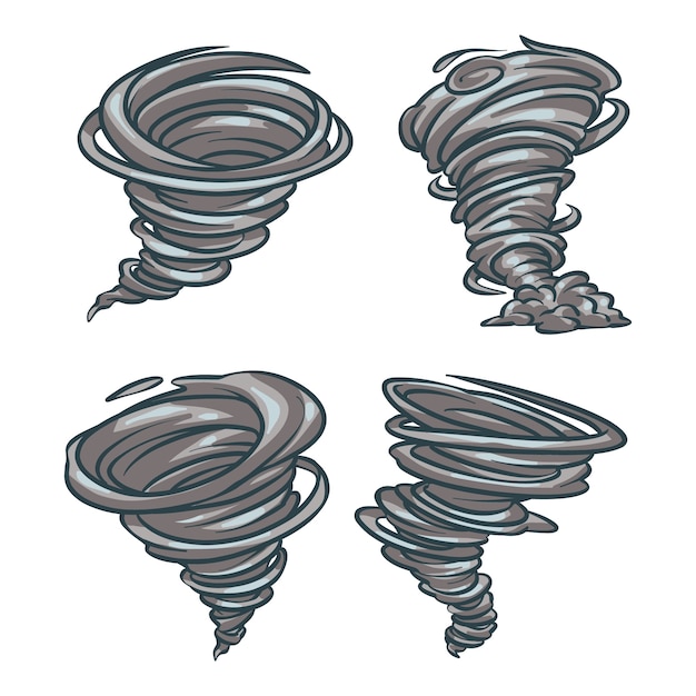 Vetor ilustração de desenho animado de tornado desenhada à mão