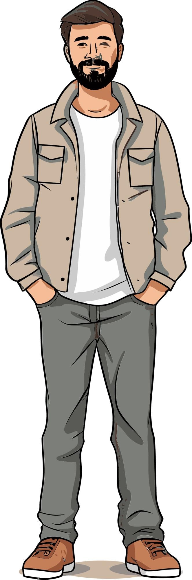 Vetor ilustração de desenho animado de um homem com as mãos nos bolsos