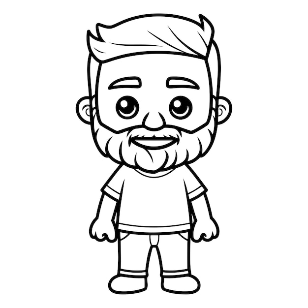 Ilustração de desenho animado de um homem com bigode e barba de pé