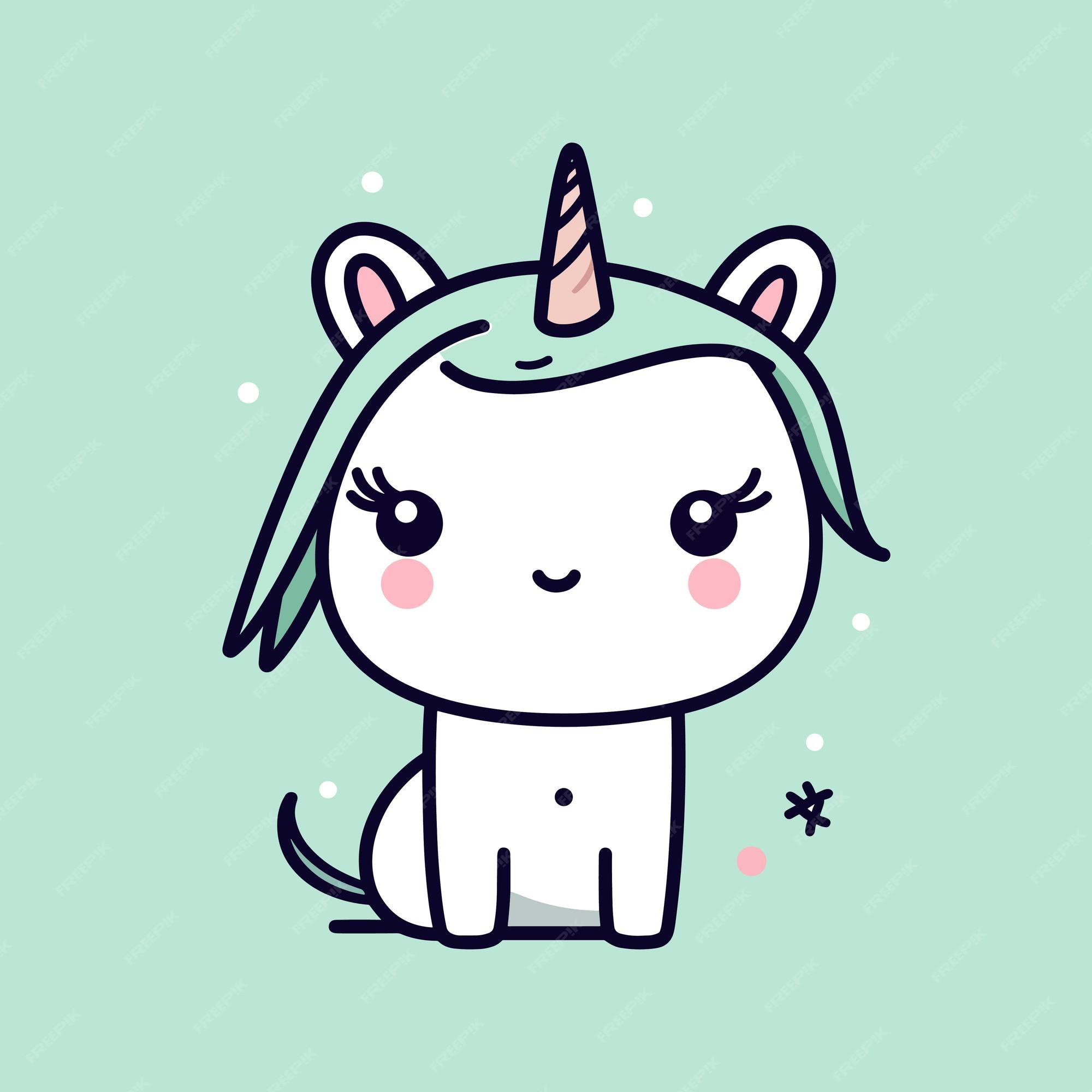 ilustração de unicórnio fofo unicórnio kawaii chibi estilo de