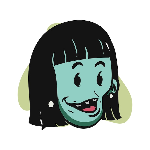 Ilustração de desenho animado de zumbi de rosto para vetor de mascote esport de emoticon de logotipo para design de camiseta e adesivo
