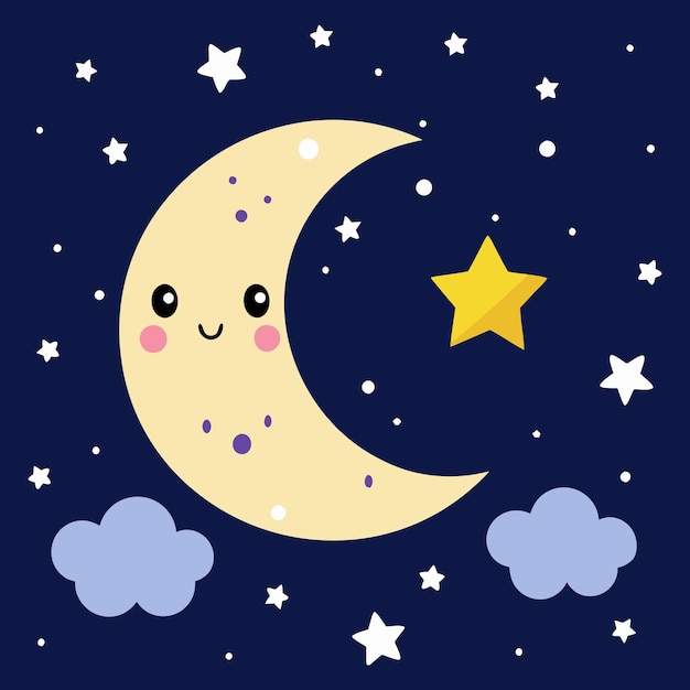 Ilustração de desenho animado do céu noturno desenhada à mão