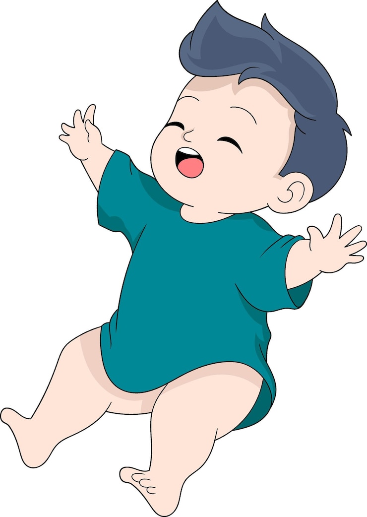 Vetor ilustração de desenho animado do doodle menino está felizmente pulando