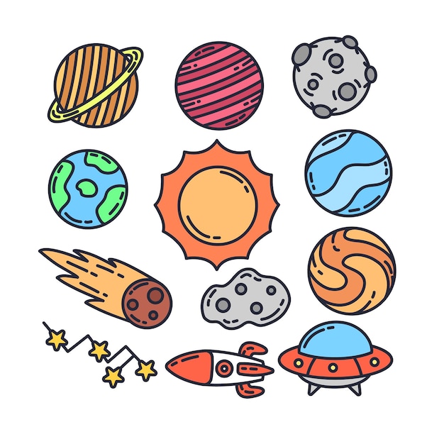 Ilustração de desenho animado do sistema solar