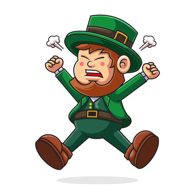 Vetor ilustração de desenho animado leprechaun zangado