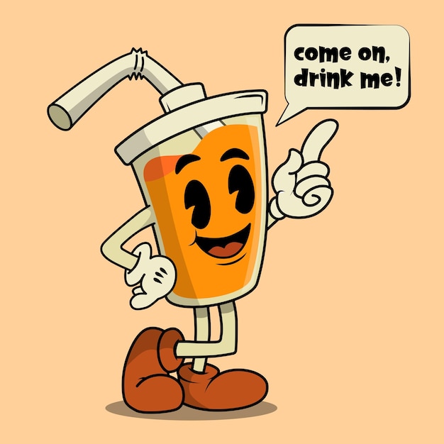 ilustração de desenho animado vetorial suco de laranja interativo