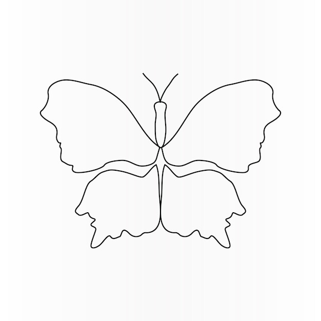 Vetor ilustração de desenho de arte vetorial contínua de borboleta de uma linha e desenho de linha única