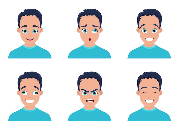 Ilustração de desenho de expressão facial de homem isolada