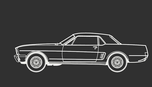 Ilustração de desenho de linha de carro retrô