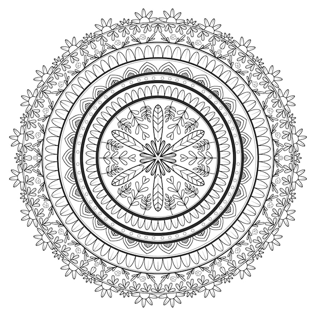 Ilustração de desenho de mandala para colorir