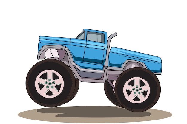 Vetor ilustração de desenho de mão de monstro de caminhão grande azul