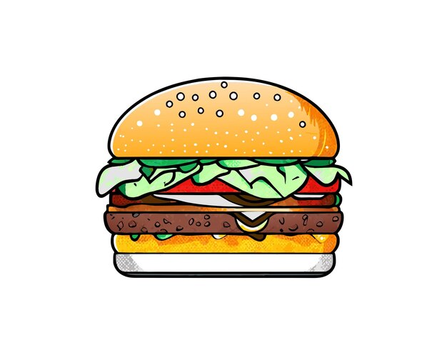 Ilustração de desenho de mão vetorial de hambúrguer