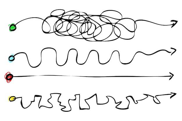 Vetor ilustração de desenho de mão vetorial simples 4 vias e desafio ao destino