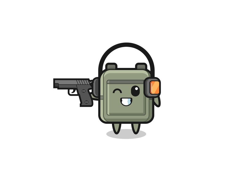 Vetor ilustração de desenho de mochila escolar fazendo campo de tiro