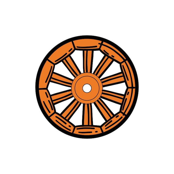 Vetor ilustração de desenho manual de roda de madeira