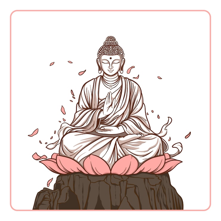 Ilustração de desenho manual vetorial de Buda