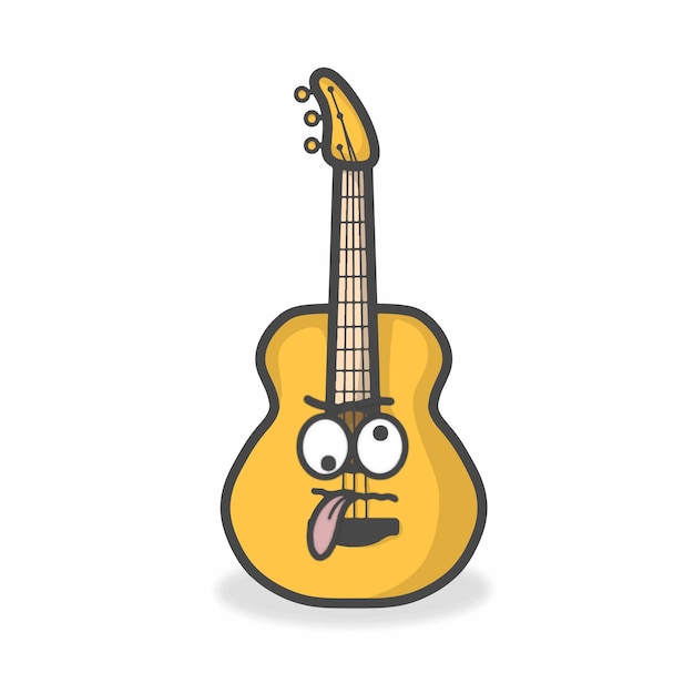 Ilustração de desenho vetorial de desenho animado personagem bonito guitarra