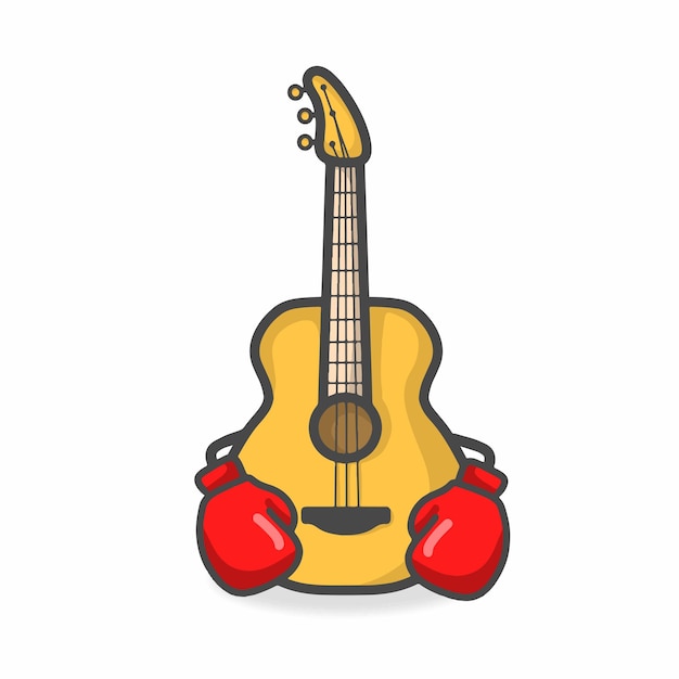 Ilustração de desenho vetorial de desenho animado personagem bonito guitarra