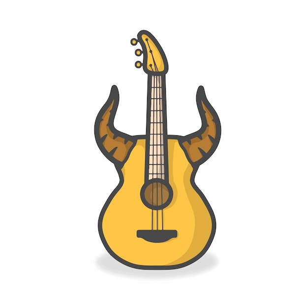 Ilustração de desenho vetorial de desenho animado personagem bonito guitarra