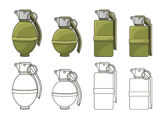 Ilustração de desenho vetorial de granada isolada no fundo branco
