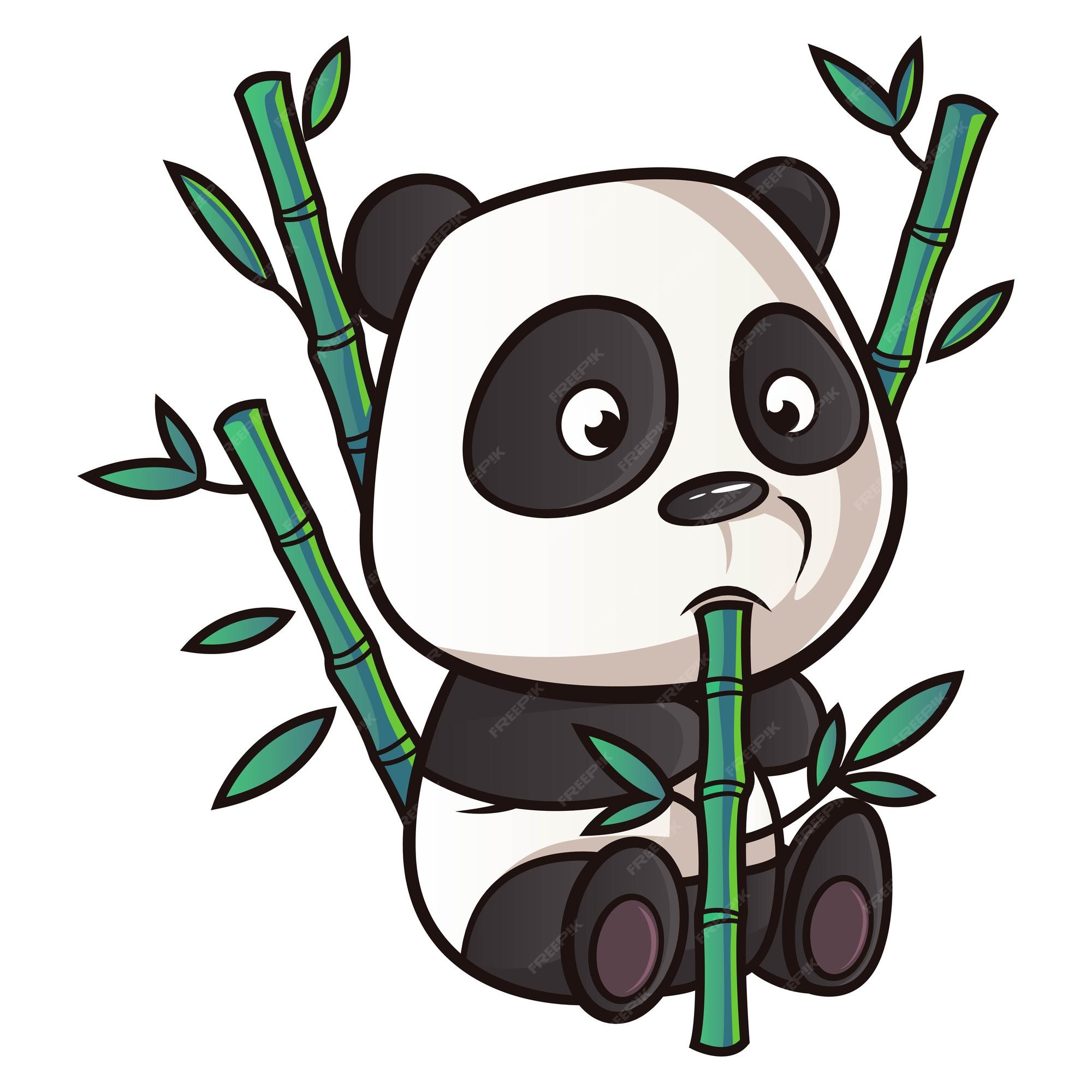 Desenhos animados do urso panda fofo dormindo em bambu boa noite