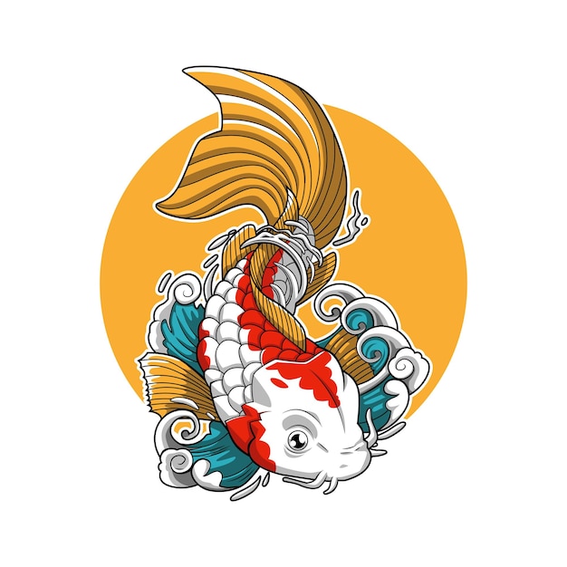 ilustração de desenho vetorial de peixes koi