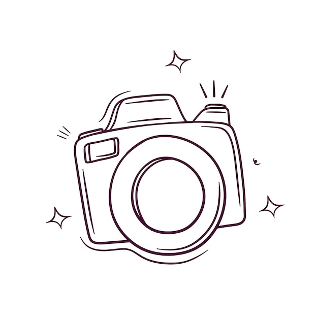 Vetor ilustração de desenho vetorial doodle de câmera dslr desenhada à mão