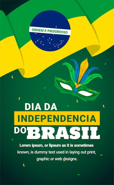 ilustração de desenho vetorial realista da saudação do Dia do Brasil