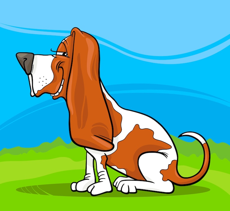 Vetor ilustração de desenhos animados cão cão de cão de basset
