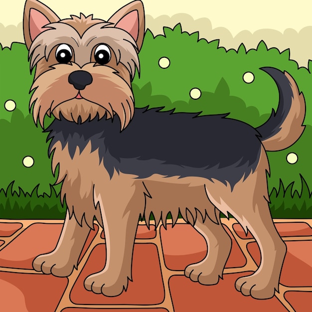 Vetor ilustração de desenhos animados coloridos de cachorro yorkshire terrier