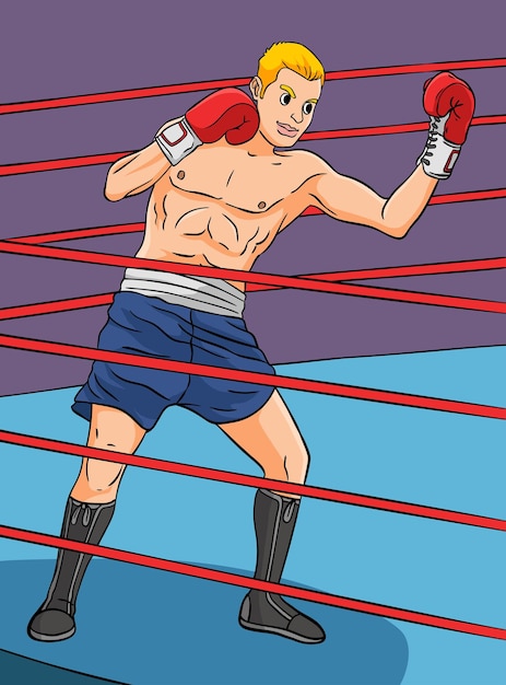 Ilustração de desenhos animados coloridos de esportes de boxe