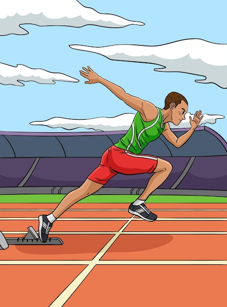 Vetor ilustração de desenhos animados coloridos de esportes de corrida