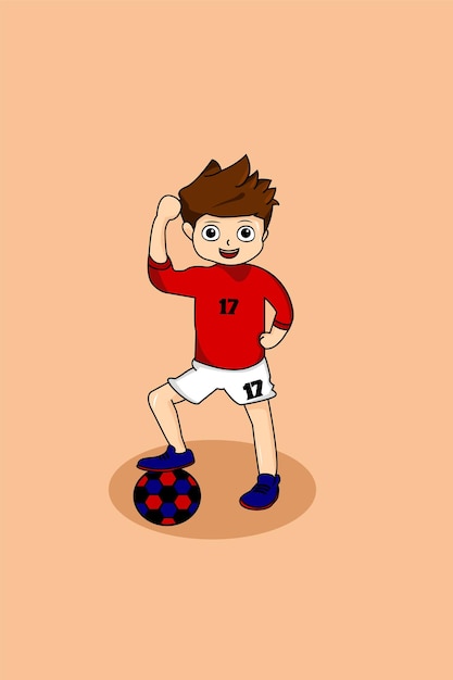 Vetor ilustração de desenhos animados de crianças jogando futebol