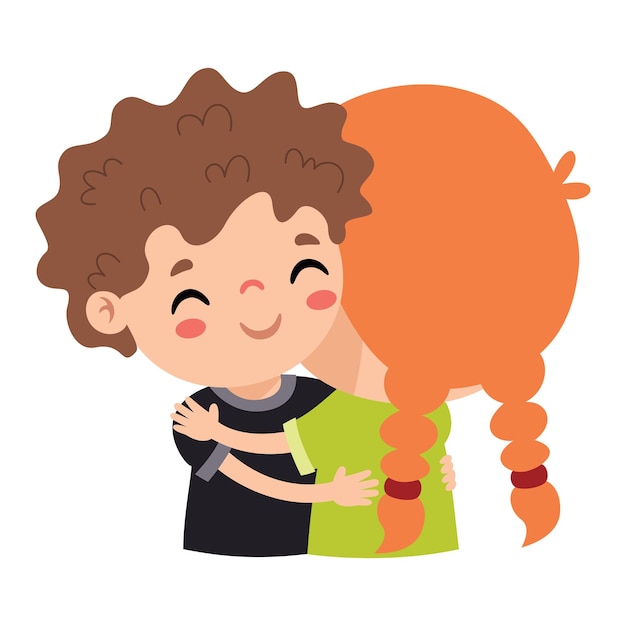 Ilustração de desenhos animados de crianças se abraçando
