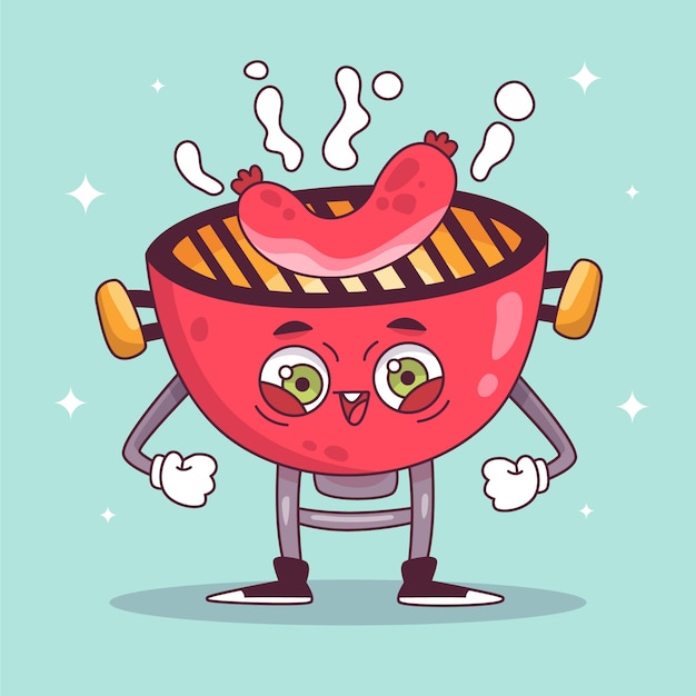 Ilustração de desenhos animados de grelha desenhada à mão