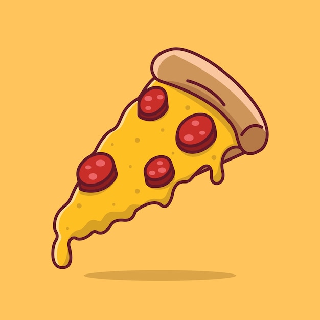 Vetor ilustração de desenhos animados de pizza de ícone vetorial grátis