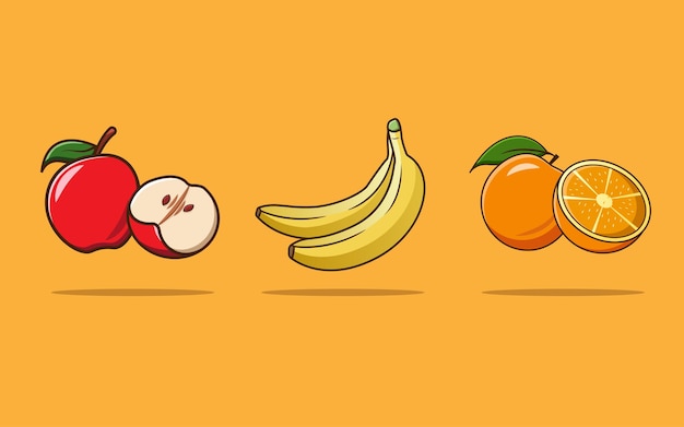 Ilustração de desenhos animados de vetor de frutas.