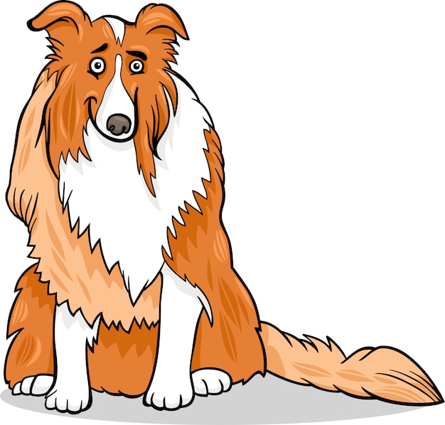 Ilustração de desenhos animados do cão de raça pura do collie