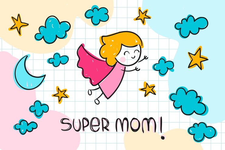 Vetor ilustração de desenhos de crianças de dia das mães desenhadas à mão