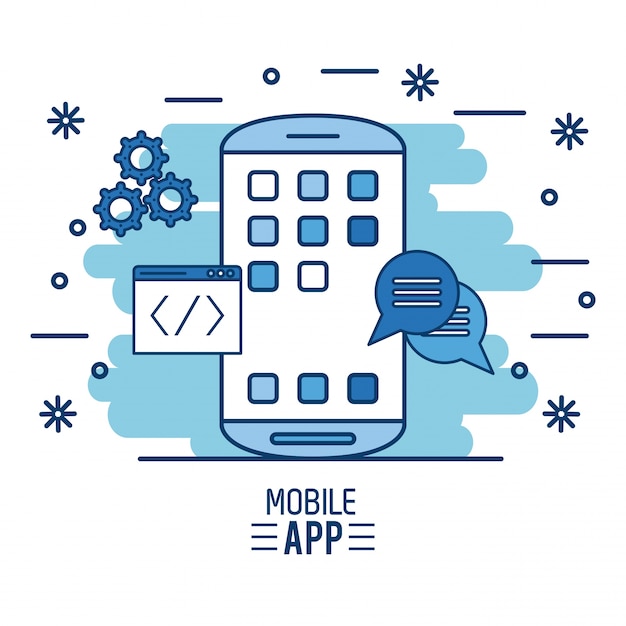 Ilustração de desenvolvimento de aplicativos para dispositivos móveis