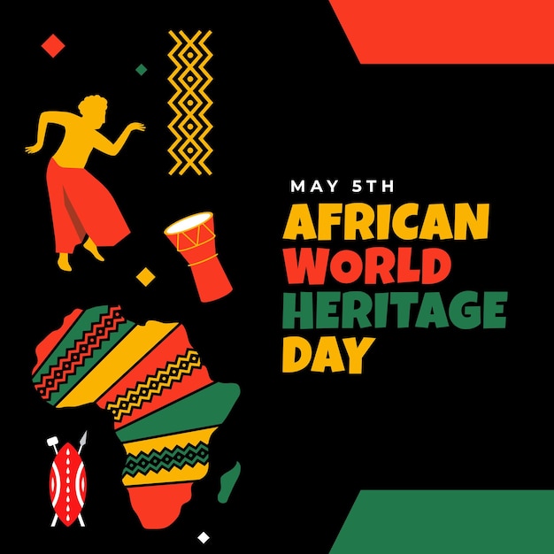 Ilustração de design africano para o Dia do Patrimônio Mundial