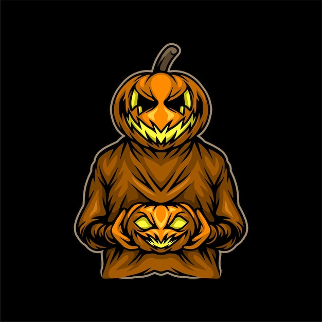 Ilustração de design de abóbora assustadora de halloween