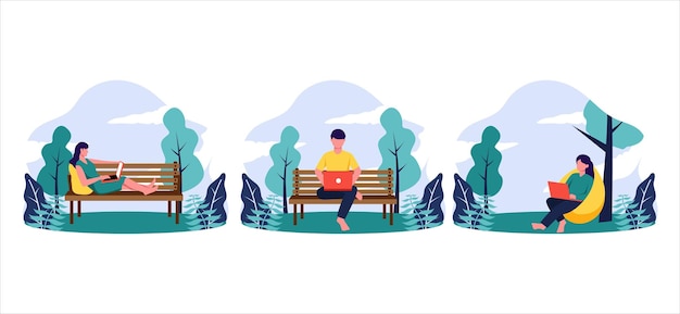 Ilustração de design de atividade de fim de semana de pacote plano