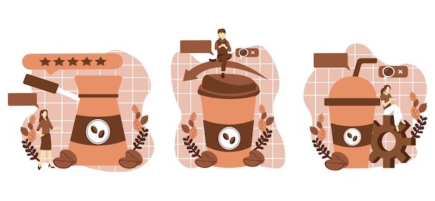 Ilustração de design de café doce de pacote plano